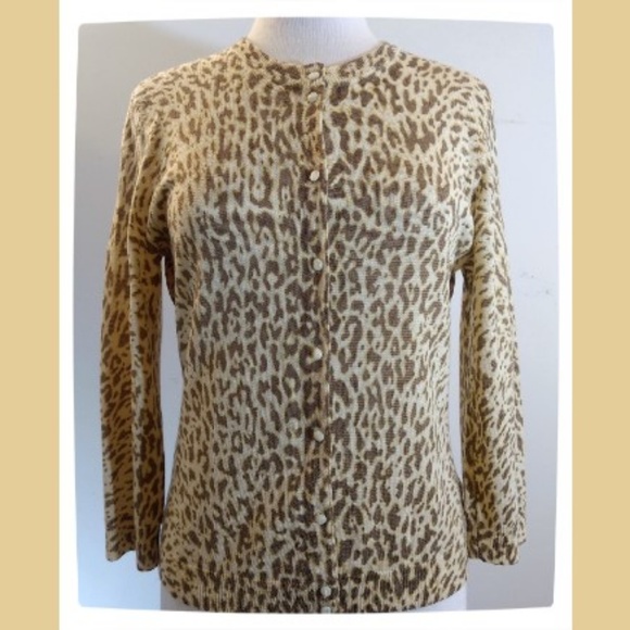 J. Crew Lightweight 100% Wool Leopard Sweater - Picture 1 of 5